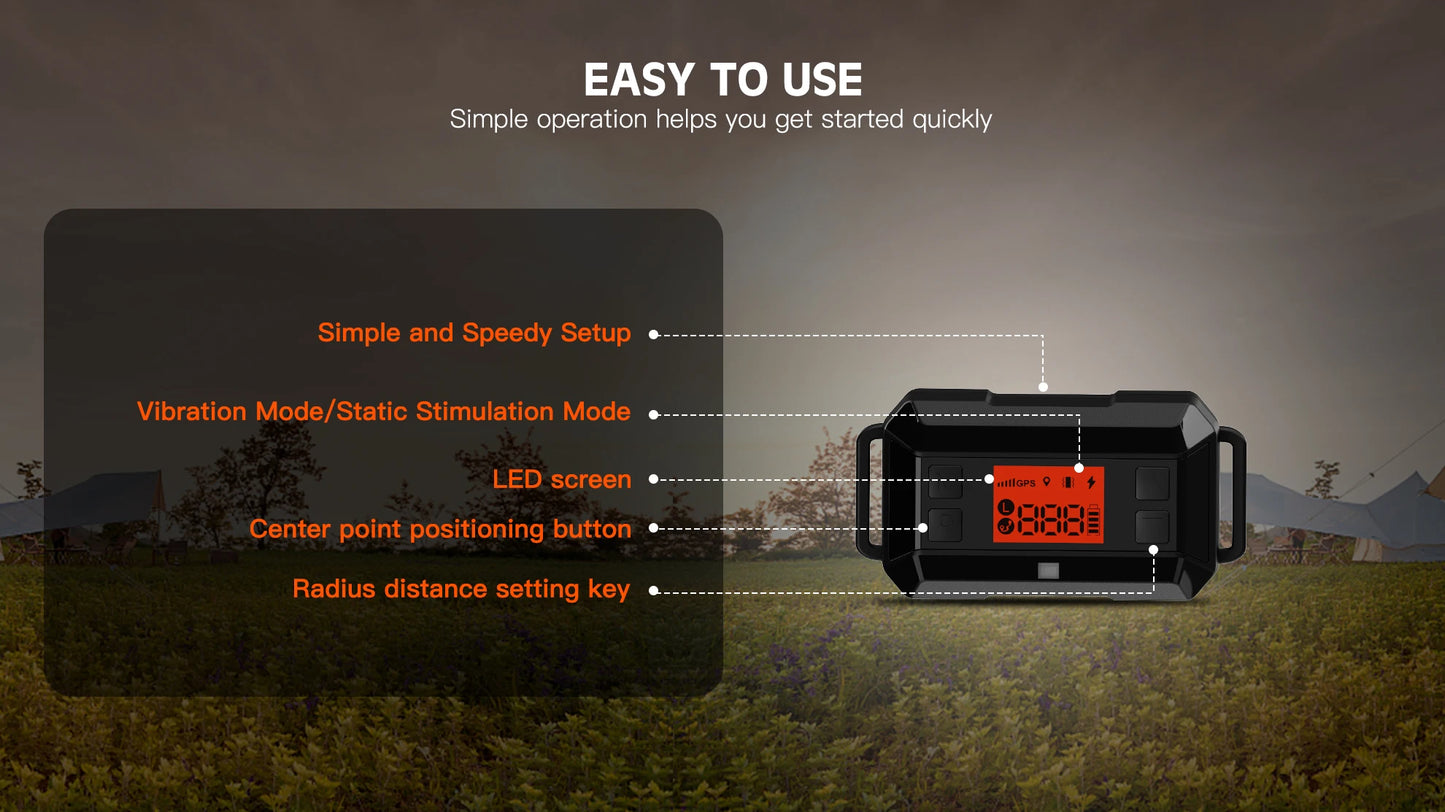 GPS Pet Fence Electric Wireless Dog Tracker Collar Pet Containment System Waterproof Dog Training Collar Anti Run Away Safety
