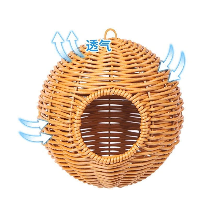 Sugar Glider Pouch Pet Glider Cage Sleep Bag for Small Animals Squirrels Marmosets Rats Hamsters Metal Frame PP Rattan Durable