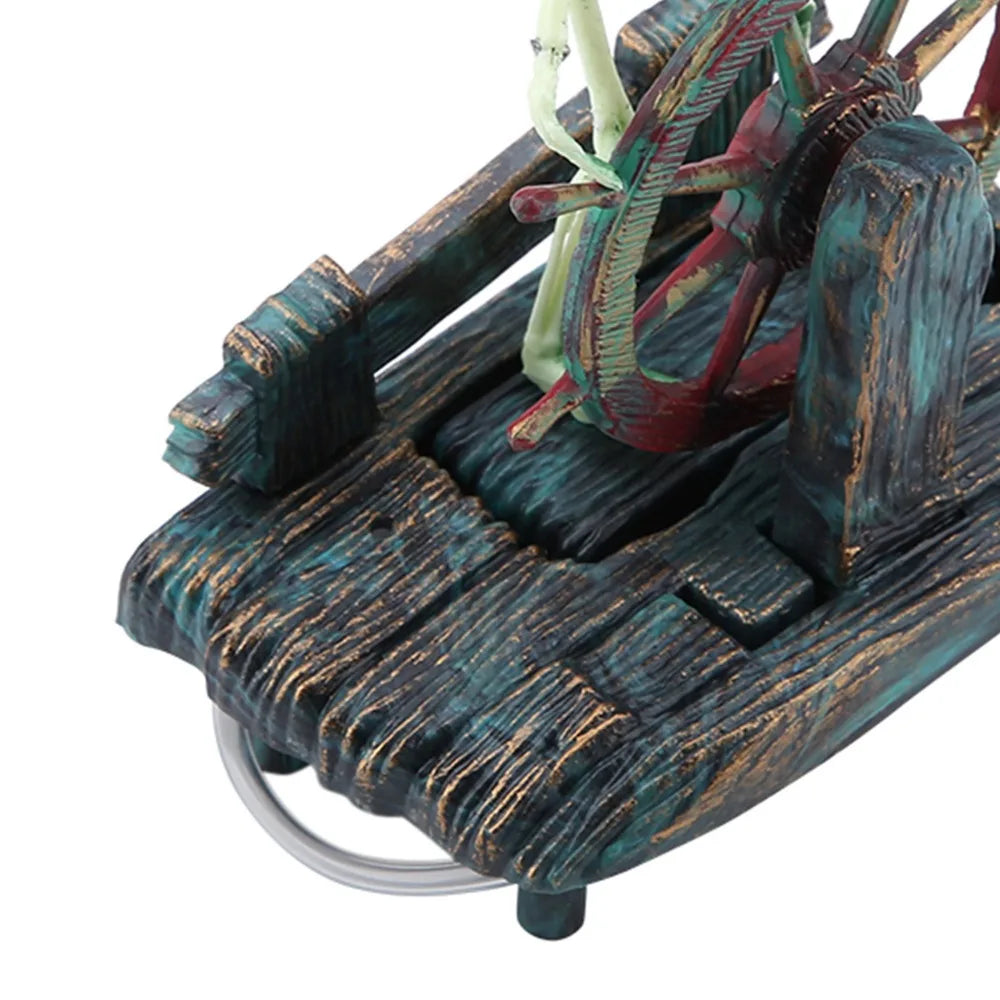 Air-Driven Aquarium Pirate Captain Decoration Undersea Design Landscape Style Skeleton Ornament Pirate Theme Aquatic Ornament