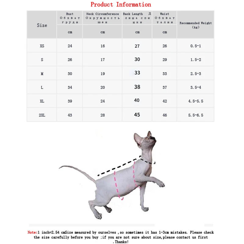Cat Clothes for Sphynx Cat Clothes Fashion Winter Soft Warm Cat Clothing Comfort Thickened Hairless Cat Kitten Outfits Clothes