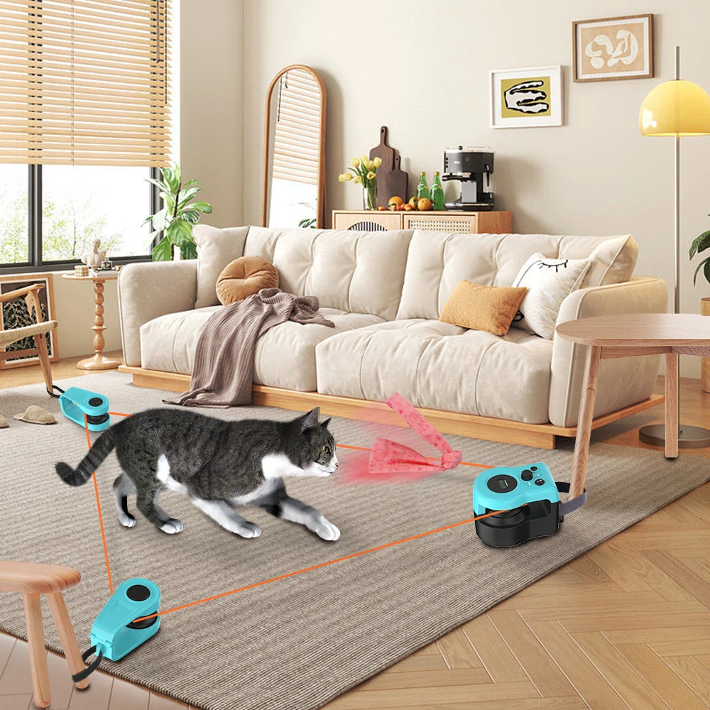 Interactive cat and dog chase toy, USB charging automatic bait, used for pet exercise and training, durable plastic material