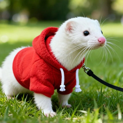 Skin Friendly Elastic Ferret Hoodie Cozy Soft Ferret Pullover Thick Fleece Stylish Drawstring Hamster Coat Daily Party