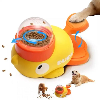 Interactive Dog Toy Pet Automatic Food Treat Dispenser Cartoon Duck Design Slow Food Pet Snack Feeder for Dog Training