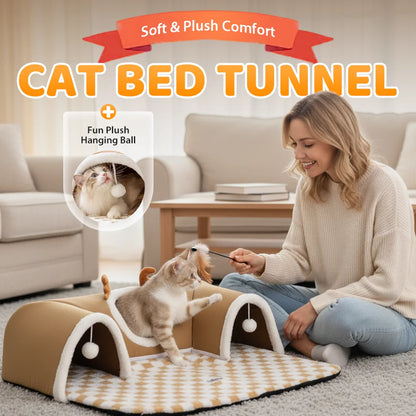 Cat Bed Tunnel Cat Play Tunnel Warm Shelter Tent House Toys for Dog Pet Animal Indoor Outdoor Wall-Corner Games Outside