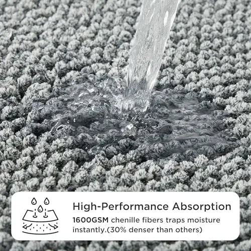 Bedsure Dog Door Mat – Absorbent Chenille Pet Rug, 35"x24" Grey