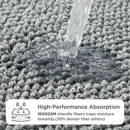 Bedsure Dog Door Mat – Absorbent Chenille Pet Rug, 35"x24" Grey