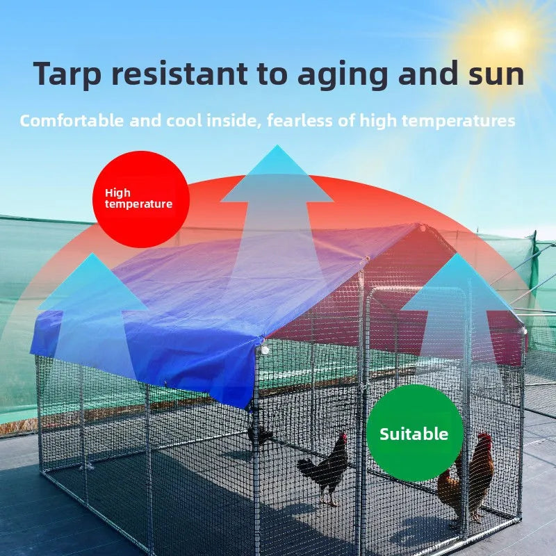 Outdoor Large Chien Coop Ventilated Poultry Cage Rainproof Chien ed Mobile Installation Durable Galvanized Steel Material