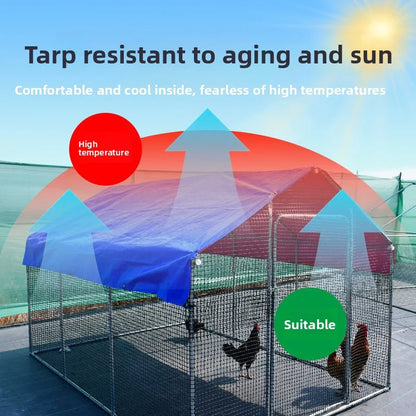 Outdoor Large Chien Coop Ventilated Poultry Cage Rainproof Chien ed Mobile Installation Durable Galvanized Steel Material