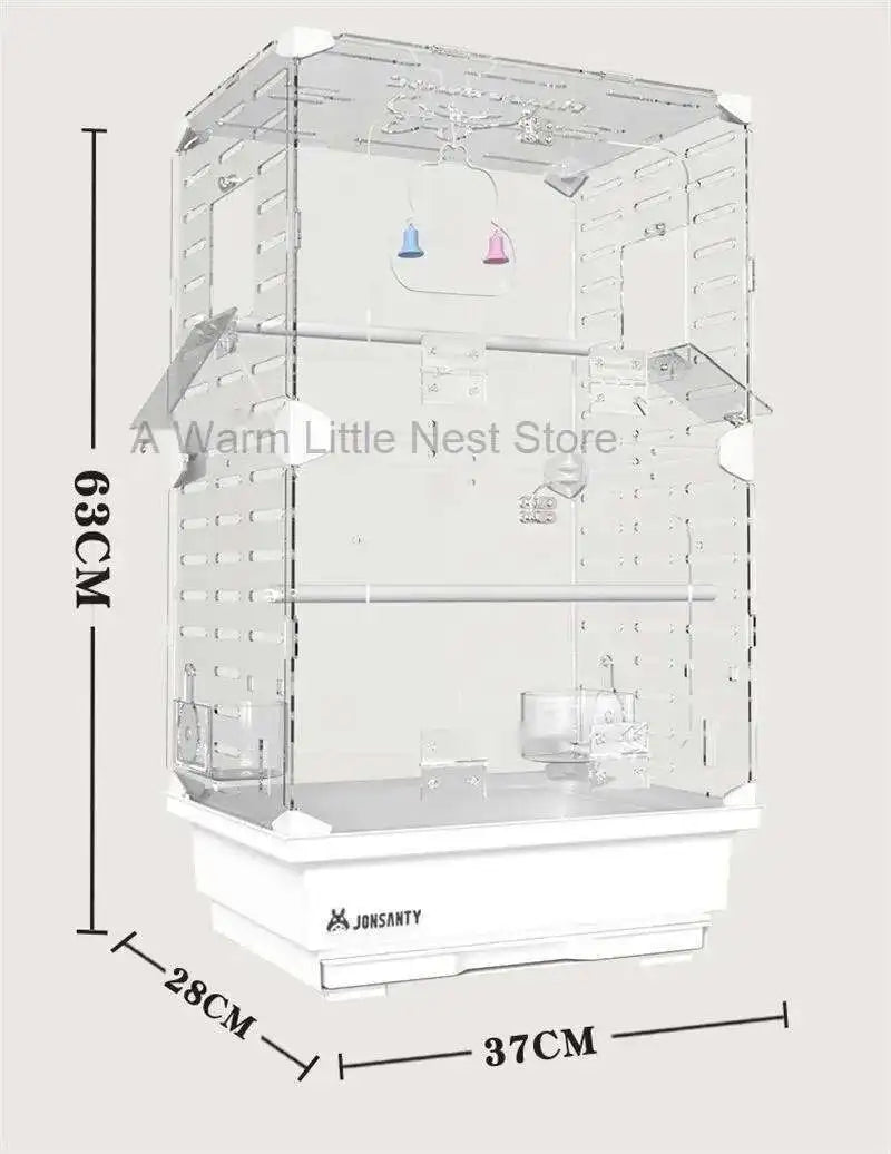 Large Acrylic Splash-proof Breathable Birdcage Fully Transparent Ornamental Bird Cage Parrot Cage Budgie Cockatiel Luxury Villa
