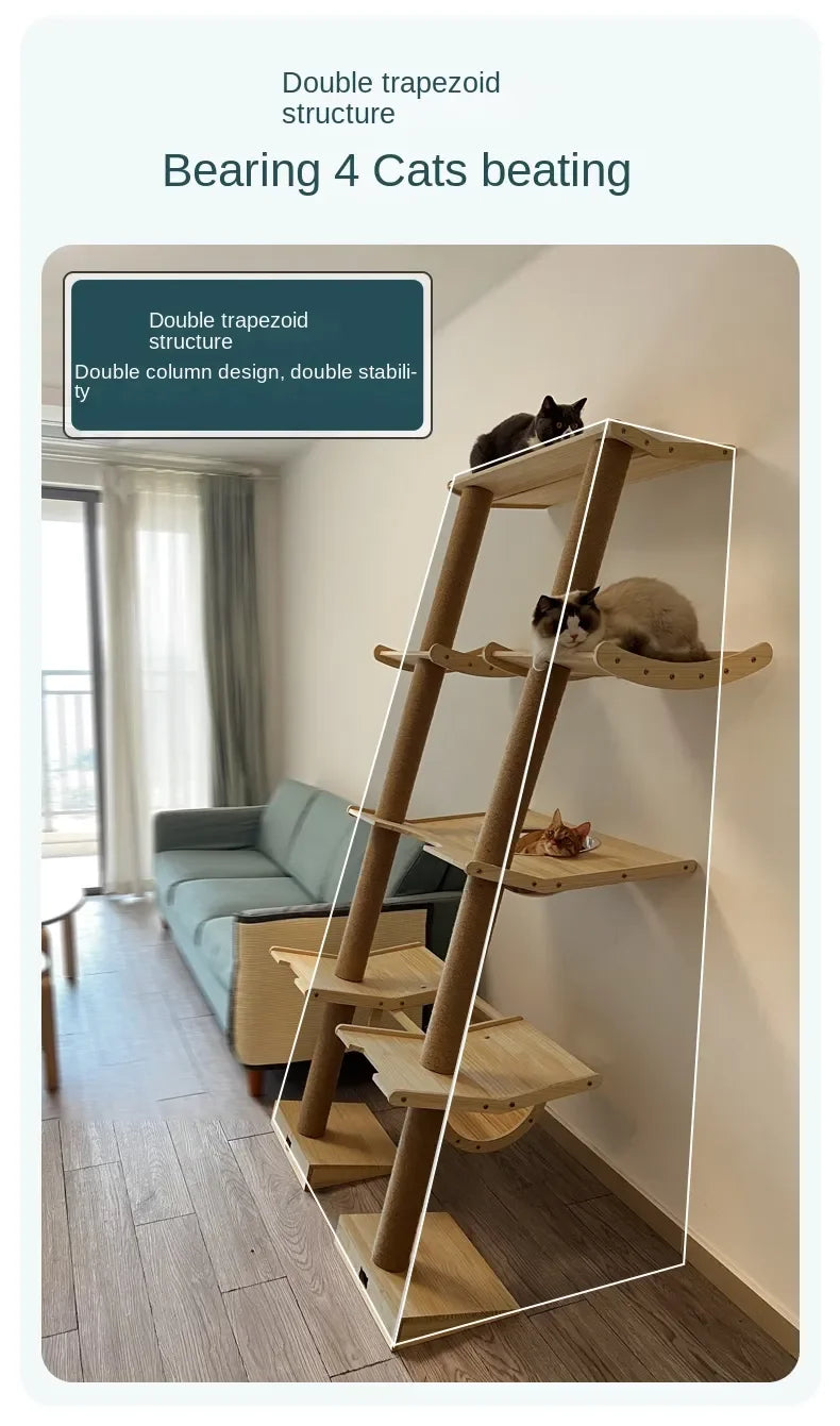 Luxury Large Cat Trees & Towers Wood Scratching Post for Cat Toys Gym Hiding House Sleeping Pad Cooling Pad Pets Stuff Products