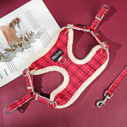 Breathable Dog Harness Leash Bag Set Winter Warm Dog Fur Harnesses Vest Pet Walking Rope With Garbage Bag for Small Medium Dogs
