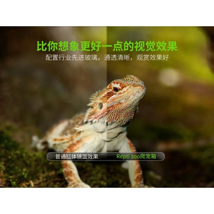 Glass Insulated Reptile Tank for Turtle Tortoise Lizard and Chameleon,Crawling Pet Breeding Box with Heat Retention Structure