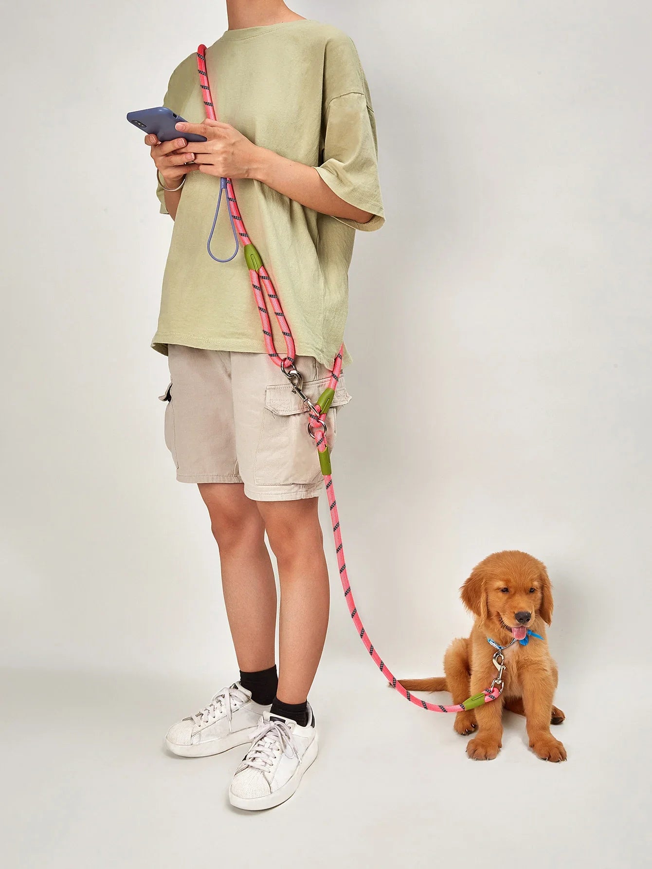 Reflective Nylon Leashes Pet Dogs Chain Traction Rope Leads for Running Free Hands Rope Chain for Small Large Dogs