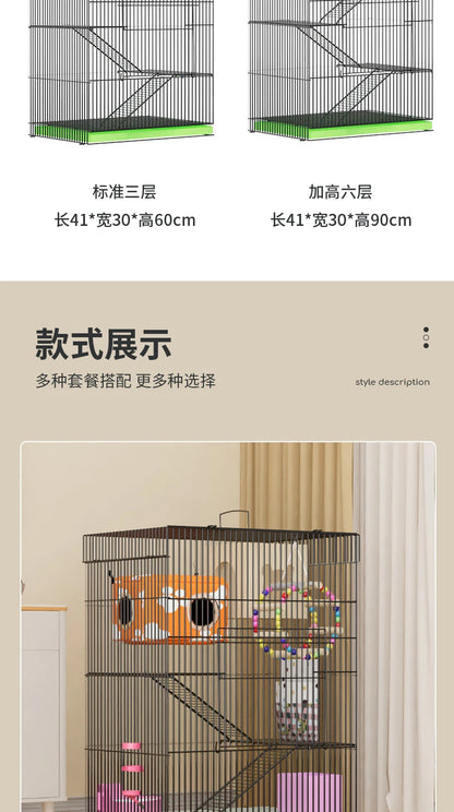 ‌3-Tier Extra Large Small Pet Cage - Sugar Glider Ferret-Proof Habitat, Multi-Level Rat Mansion Villa, Chew-Proof Removable Tray