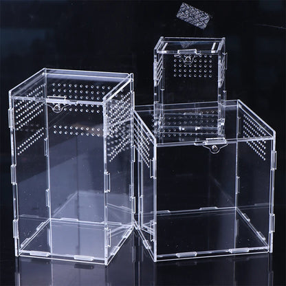 Acrylic Transparent Reptile Breeding Box Terrarium Habitat Insect Spider Lizard Scorpion Feeding Cage Arboreal Enclosure Case