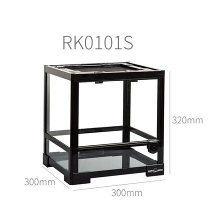 Black Vertical Small Glass Reptile Terrarium/tank/aquarium Bearded Dragon Lizard Cage Tropical Rainforest Ecological Landscape