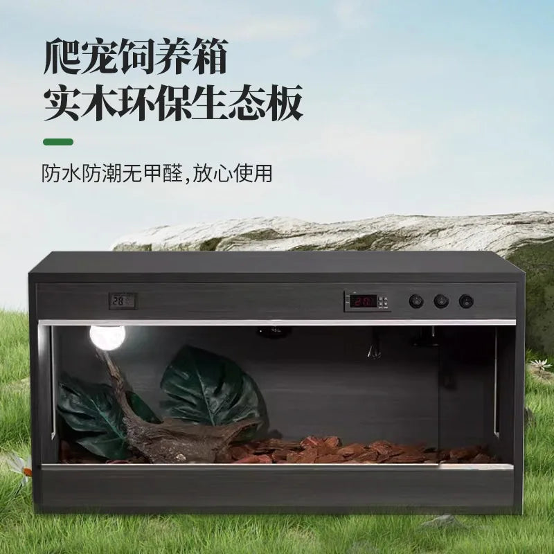 Solid Wood Reptile Breeding and Warming Box,Constant Temperature Habitat for Lizard Tortoise Snake and Small Pets
