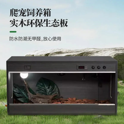 Solid Wood Reptile Breeding and Warming Box,Constant Temperature Habitat for Lizard Tortoise Snake and Small Pets