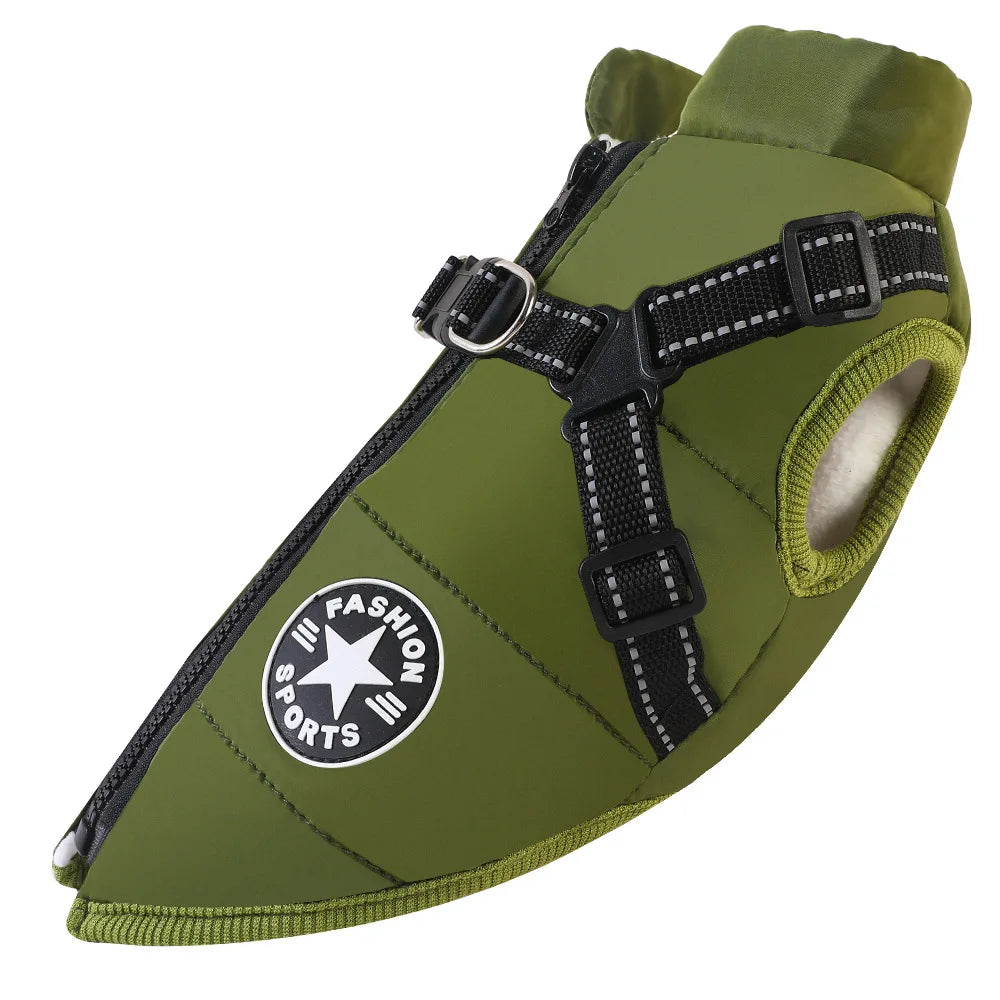 Winter Warm Pet Dog Jacket with Harness Waterproof Dog Coat Vest for Small Medium Chihuahua French Bulldog Outdoor Dog Clothes