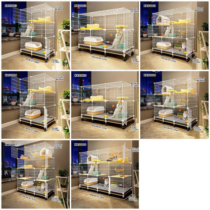 Cat Cage for Home Use, Indoor Double-Layer Villa Cat House, Free Space, Does Not Occupy an Area, Integrated Iron Art Cat Cage
