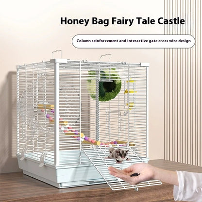 Small Pet Cage Insulated Habitat for Sugar Glider Degu Mouse Rat Chinchilla Ferret with Dense Metal Wire