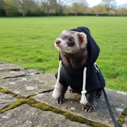 Skin Friendly Elastic Ferret Hoodie Cozy Soft Ferret Pullover Thick Fleece Stylish Drawstring Hamster Coat Daily Party