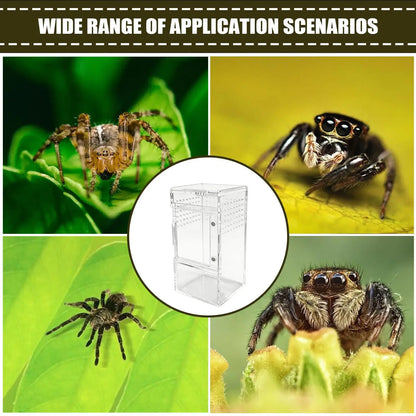 Spider Enclosure Clear Acrylic Reptile Box with Vent Sliding Lid Cage for Jumping Spider Tortoise Snake Gecko Crab Habitat