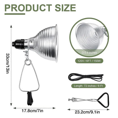 Reptile Lamp Set Lighting 300W Reptile Heating Lamp Stand Pet Light Bulb Holder Lampshade Emitter Lamp With Aluminum Reflector