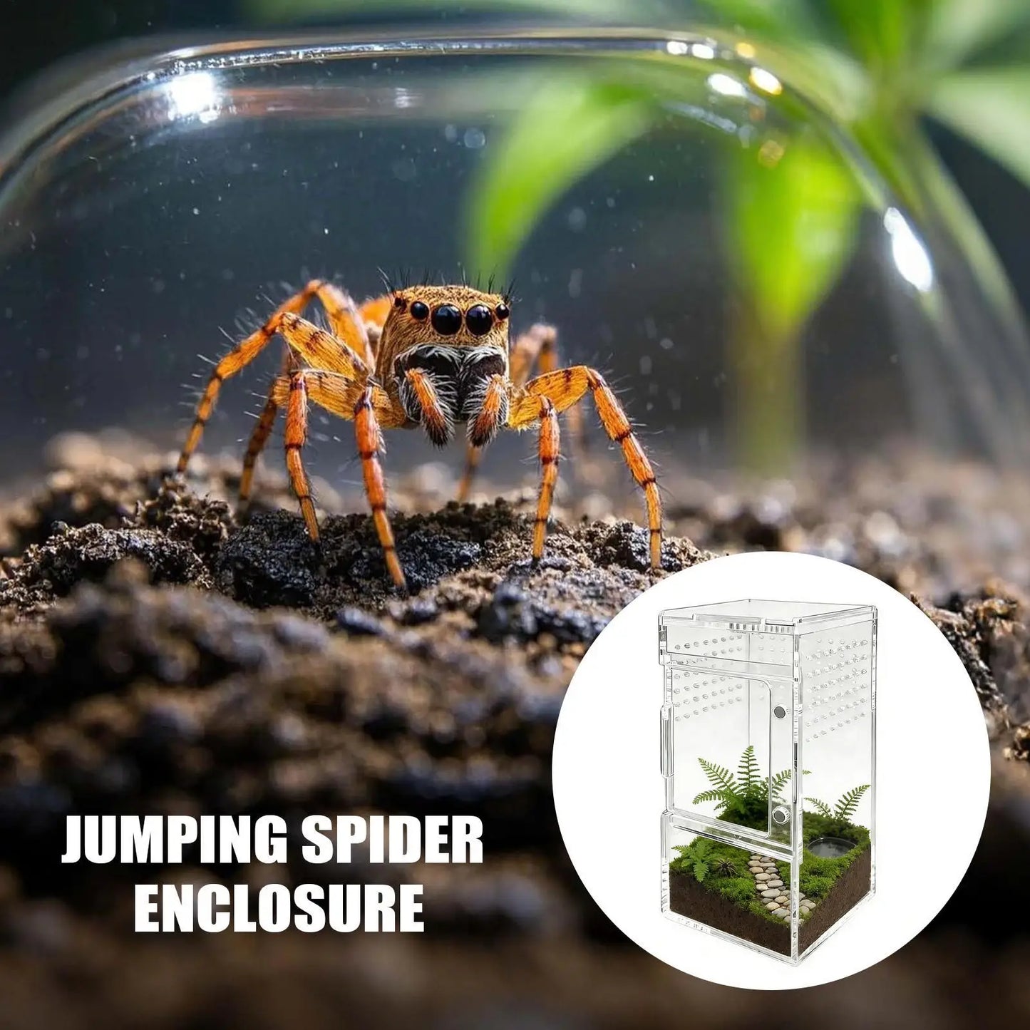 Spider Enclosure Clear Acrylic Reptile Box with Vent Sliding Lid Cage for Jumping Spider Tortoise Snake Gecko Crab Habitat