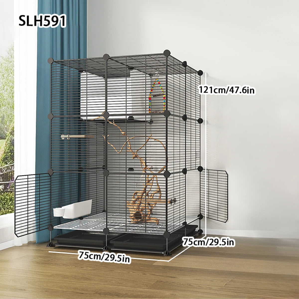 Large Bird Cage with Toilet Breeding Cage Suitable for Mynas, Budgerigars, Cockatiels, Finches, Thrushes, Multi-Layer Iron Bird Nest