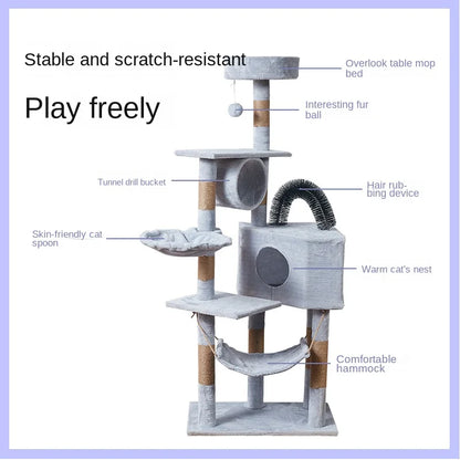 Large Cat Tree Tower with Multiple Hamocks, Scratch Tower, Villa Training Aids, Furniture, Pet Products Supplies