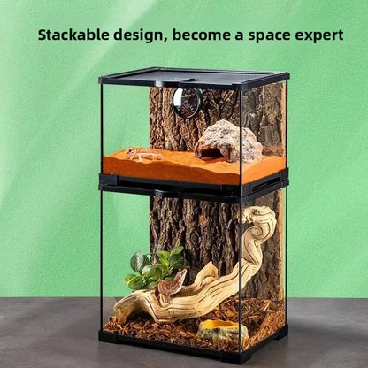 Professional glass reptile terrarium for chameleon,lizard,and snake,suitable for horned frog and water turtle,clear ventilation