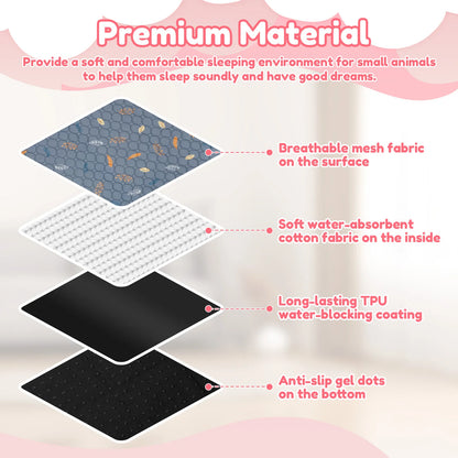 2Pcs Guinea Pig Cage Liner Washable Rabbit Absorbent Mat Reusable Hamster Pee Pad Anti-Slip for Pet Guinea Pig Rabbit Hedgehog