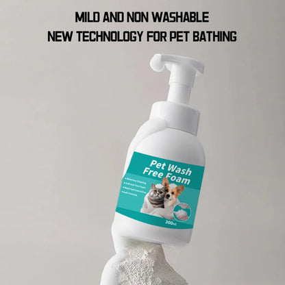 Waterless Pet Shampoo Foam 300ml No-Rinse Cleaning Foam Dry Bath Shampoo with Deodorizing Odor Removal for Cats Dogs