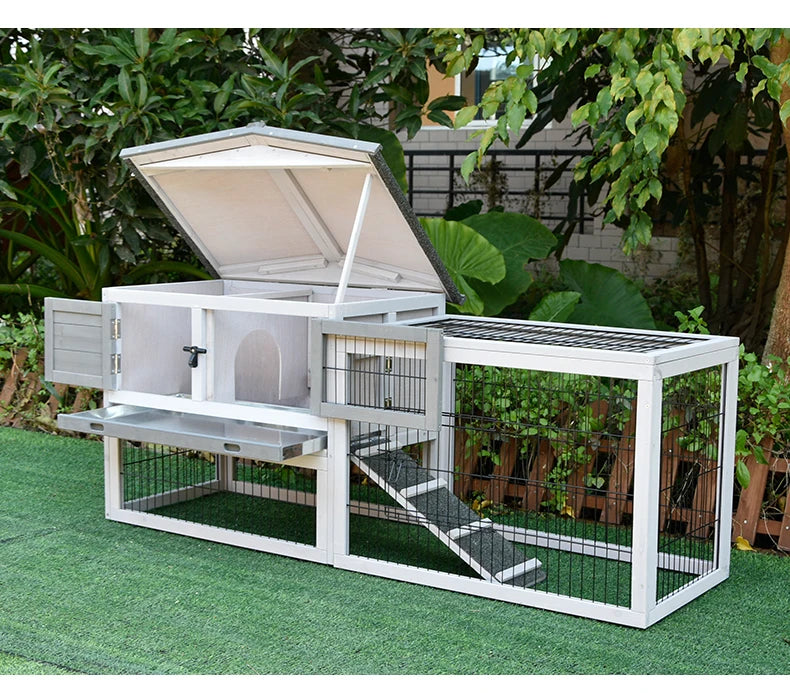 Rabbit Cage Large Size Rabbit Hutch House Breeding Cage Home Tent Villa Rainproof Antiseptic Yard Balcony Double Garden