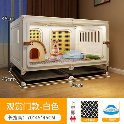 ZQ Rabbit cage Rabbit cage with toilet Rabbit  Household large guinea pig guinea pig Ornamental villa plastic