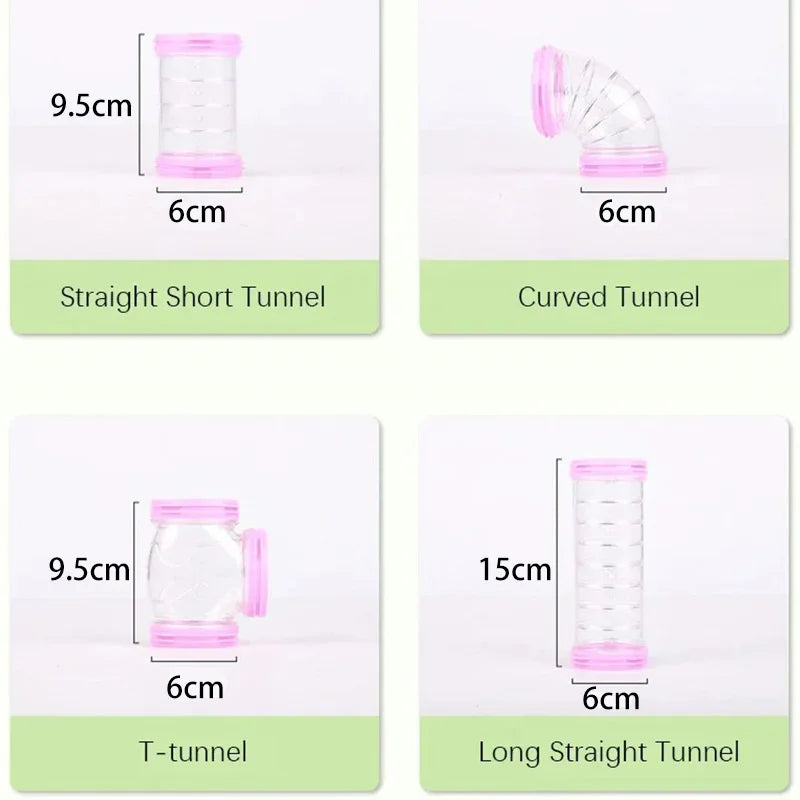 Hamster Tube Set Transparent Curved Tube Pet Cage Tunnel Connection Tunnel Exercise Toy Suitable for Mice Hamsters Rats and Ot