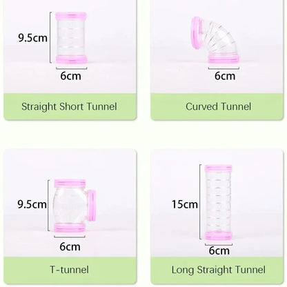 Hamster Tube Set Transparent Curved Tube Pet Cage Tunnel Connection Tunnel Exercise Toy Suitable for Mice Hamsters Rats and Ot