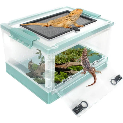 Reptiles Breeding Enclosure Cages Transparent Amphibians Habitat Box Plastic Reptile Feeding Box for Lizard Bearded Dragon