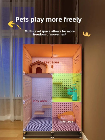 Deluxe Chinchilla Cabinet Cage 3 Level Squirrel Hutch Glider Enclosure Big House