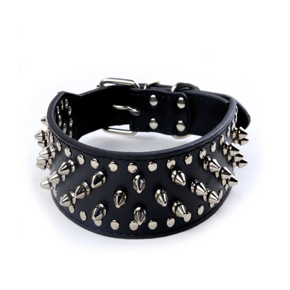 Skull Spiked Studded Leather Dog Collar For Medium Large Dogs Bulldog Adjustable Anti-Bite Neck Strap Collars Leash Accessories