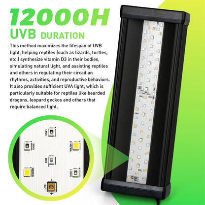 20W Dimmable LED Reptile UVB light 10W AC100-240V 6H/10H/12H Timer Snake Turtle Pet Full Spectrum Basking UV Light Heating Lamps