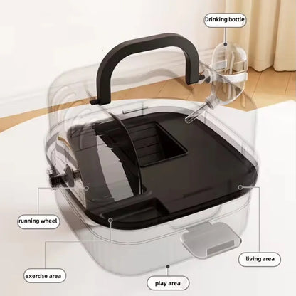 Portable Hamster Carrier Outdoor Cage for Small Pets Travel Cage with Secure Lock and Ventilation for Hamsters，Fancy Rat