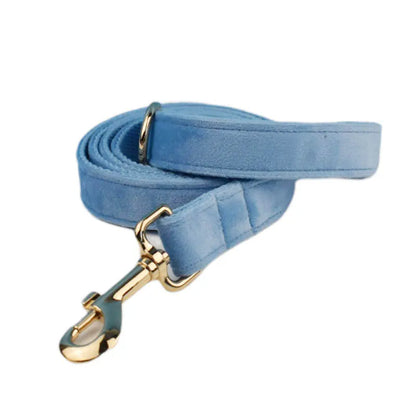Blue Velvet Dog Collar And Leash Set For Small Medium Large Dogs Custom Engraved Nameplate Pet Supplies Dog Leash Velvet15