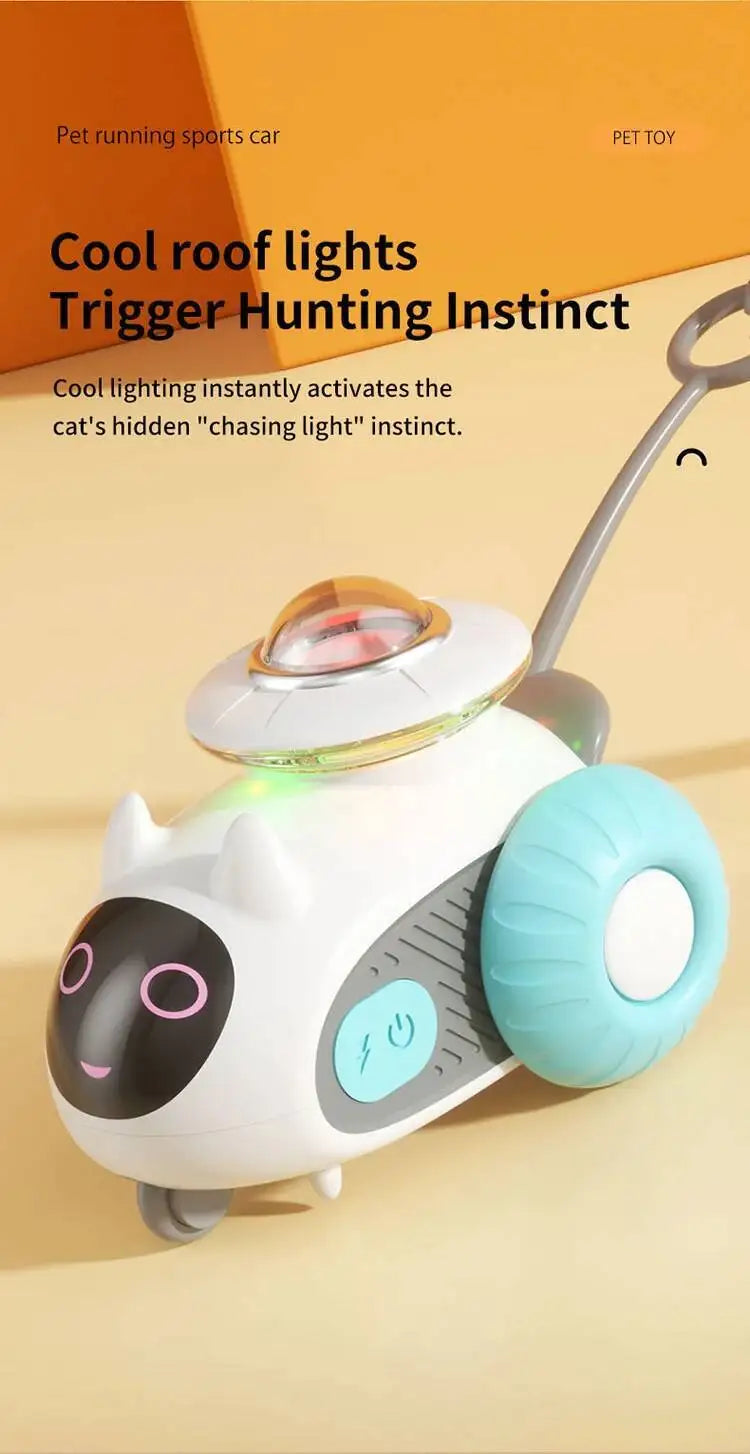 Cat Toys Car for Indoor Remote Control Smart Automatic Car with Tail Rechargeable LED Auto Moving Exercise Interactive Cat Toys