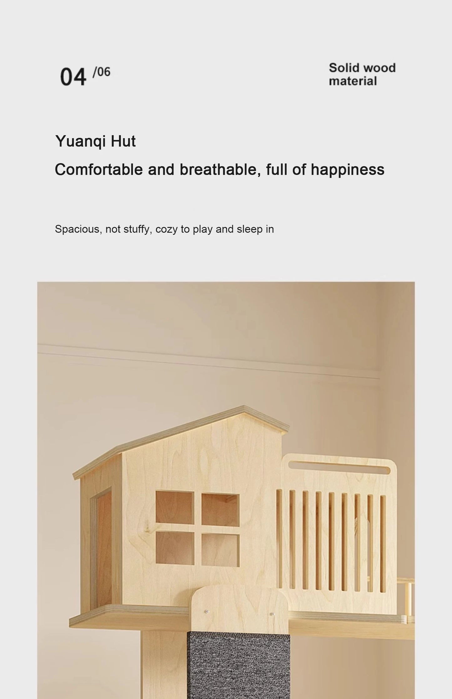 Solid Wood 1 Multi-Level Cat Climbing Frame Large Cat Tower Cat Tree Villa