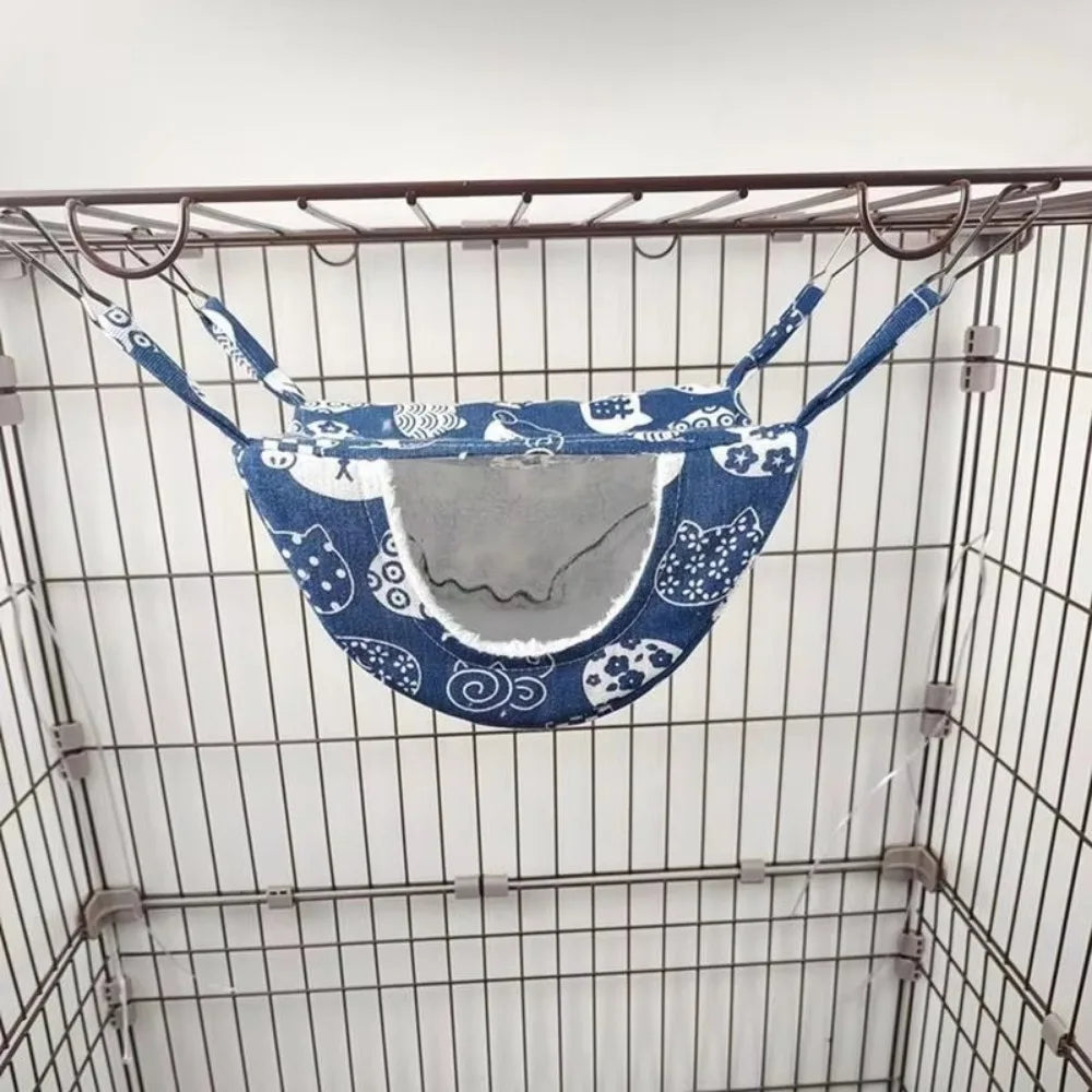 2025 Hanging Ferret Hammock Cage Printed with Hooks Hamster Hammock Ferret Warm Bed For Guinea Pig Hideout Mouse
