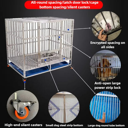 Large Dog Cage Outdoor Stainless Steel Folding Fence with Strong Load-bearing Capacity Bottom Extraction Tray for Dog Supplies