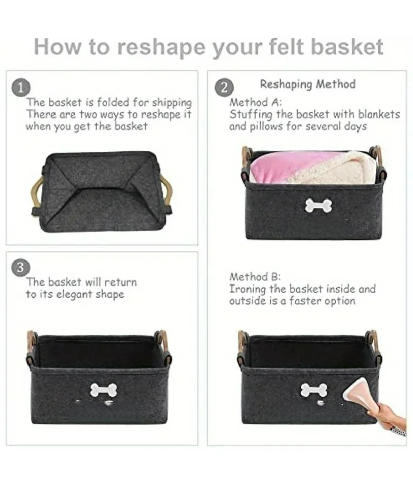 Pet dog toy felt storage box home storage basket dirty clothes storage bag storage basket Pet dog toy felt storage box
