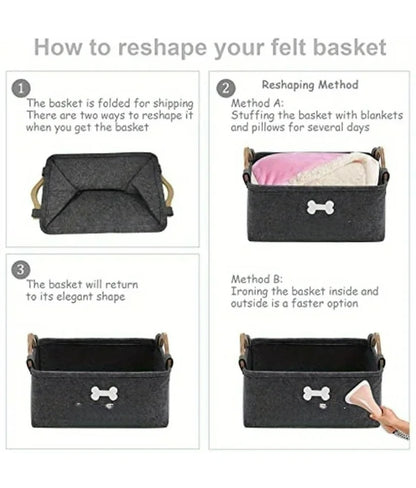 Pet dog toy felt storage box home storage basket dirty clothes storage bag storage basket Pet dog toy felt storage box